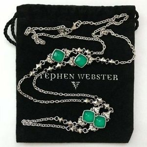 Stephen Webster Sterling Silver Chrysoprase Station Necklace